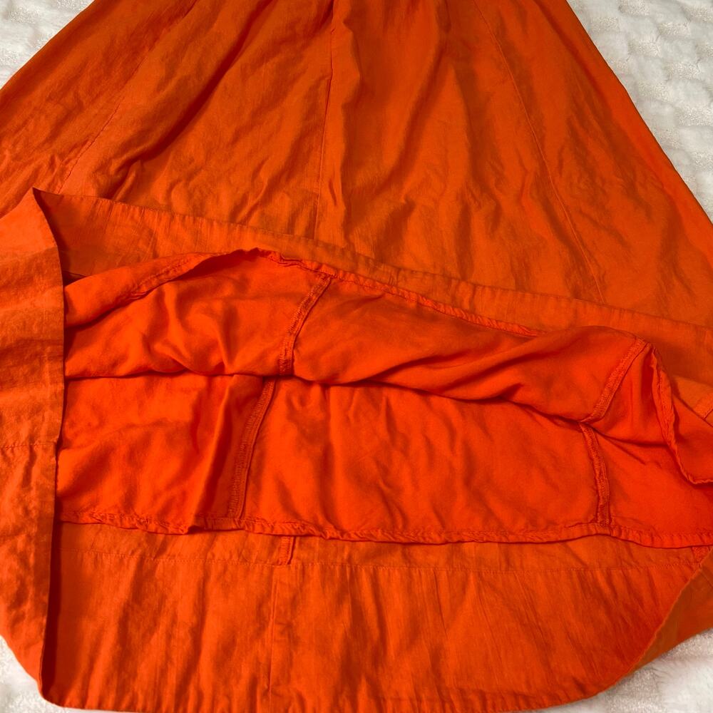 Topshop Orange Maxi Skirt US 6 Cotton Viscose Elastic Waist Lined Skirt - Picture 8 of 8